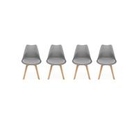 Silla escandinava con patas de madera de haya, set de 4, nils, gris, 47x55x81 cm