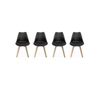 Silla escandinava con patas de madera de haya, set de 4, nils, negro, 47x55x81 cm