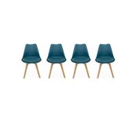 sweeek-Silla escandinava con Patas de Madera de Haya, Set de 4 Azul - 47x55x81 cm