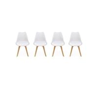 Silla escandinava con patas de madera de haya, set de 4 blanco - 47x55x81 cm