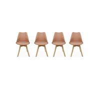 Silla escandinava con patas de madera de haya, set de 4 rosa viejo - 47x55x81 cm