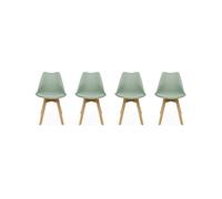Silla escandinava con patas de madera de haya, set de 4 verde celadón - 47x55x81 cm