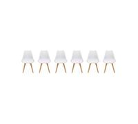 Silla escandinava con patas de madera de haya, set de 6, nils, blanco, 47x55x81 cm