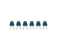 Silla escandinava con patas de madera de haya, set de 6 azul - 47x55x81 cm