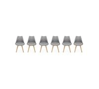 Silla escandinava con patas de madera de haya, set de 6 gris - 47x55x81 cm