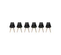 Silla escandinava con patas de madera de haya, set de 6 negro - 47x55x81 cm