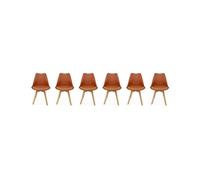 Silla escandinava con patas de madera de haya, set de 6 terracota - 47x55x81 cm