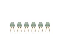 Silla escandinava con patas de madera de haya, set de 6 verde celadón - 47x55x81 cm