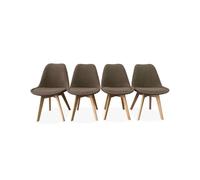 Silla escandinava de madera de haya y borreguito, set de 4 pardo - 47x55x81 cm