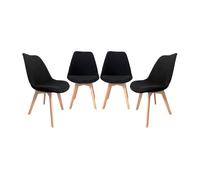sweeek-Silla escandinava de Madera de Haya y Pana Fina, Set de 4 Negro - 49x55x81 cm