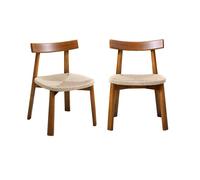 Silla escandinava de madera de hevea con asiento de cuerda, set de 2, tilda, efecto nogal, 53x55x79 cm