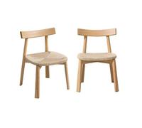 Silla escandinava de madera de hevea con asiento de cuerda, set de 2, tilda, natural, 53x55x79 cm