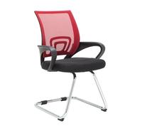 Silla estilo cantilever eureka con reposabrazos y tapizado con tejido en red color rojo