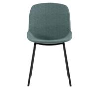 Silla Eva con asiento de tela color aguamarina y estructura de polipropileno. Base de metal . Dimensiones: 46 x 57 x 80 cm