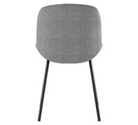 Silla Eva con asiento de tela en gris claro y estructura de polipropileno – Base de metal en color – Dimensiones: 46 x 57 x 80 cm