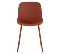 Silla Eva, diseño moderno, polipropileno color óxido, patas de metal. Construcción robusta para uso en interiores y exteriores. Alta calidad