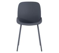 Silla Eva, diseño moderno, polipropileno gris oscuro, patas de metal. Construcción robusta para uso en interiores y exteriores. Alta calidad