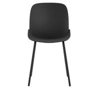 Silla Eva, diseño moderno, polipropileno negro, patas de metal, construcción robusta, apta para interiores y exteriores, alta calidad