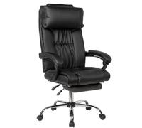 Silla giratoria AMSTYLE, tapizada en tela negra, tipo silla de oficina para ejecutivos, con revestimiento de cuero sintético, capacidad máxima de 110 kg