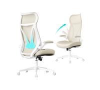 Silla Giratoria de Escritorio con Reposacabezas Beige Capuchino