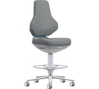 Silla giratoria de trabajo TEXON para salas blancas bimos, con ruedas con freno de asiento + estribo circular, rango de ajuste de altura 570 - 810 mm