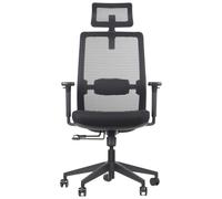Silla giratoria ergonómica de oficina CUTLER, base de nailon, reposabrazos ajustables, reposacabezas, asiento y respaldo de malla ajustables,