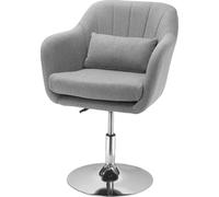 Silla giratoria Fortuna Lai, sillón giratorio con altura ajustable, silla de acento de diseño retro, sillón reclinable con cojín lumbar para sala de estar, lino, gris