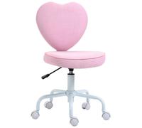 Silla giratoria para ordenador HOMCOM, con altura ajustable, de color rosa, tapizada en lino
