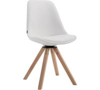 Silla giratoria para visitas – Silla para reuniones – Diseño exclusivo, tapizada en cuero sintético y madera | Color de la tapicería: color natural; color: blanco