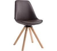 Silla giratoria para visitas – Silla para reuniones – Diseño exclusivo, tapizada en cuero sintético y madera | Color: Marrón natural