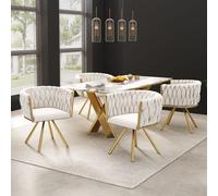 Silla giratoria, silla de comedor, silla de comedor de terciopelo, juego de 4 unidades. Elegantes sillas giratorias para salón y dormitorio, con 4 patas de metal, en color beige y dorado