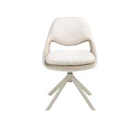 Silla giratoria tapizada blanco roto y crema angel cerdá 4246 - 360º, patas acero color arena, asiento 50 cm.