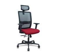 Silla Haches traslack malla negra asiento bali granate brazos 2D ruedas 65mm cabecero regulable