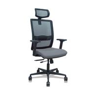 Silla Haches traslack malla negra asiento bali gris brazos 2D ruedas 65mm cabecero regulable