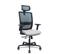 Silla Haches traslack malla negra asiento bali gris claro brazos 2D ruedas 65mm cabecero regulable