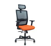 Silla Haches traslack malla negra asiento bali naranja brazos 2D ruedas 65mm cabecero regulable