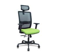 Silla Haches traslack malla negra asiento bali pistacho brazos 2D ruedas 65mm cabecero regulable