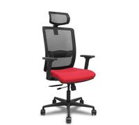 Piqueras y Crespo – Silla de oficina Haches Traslack – Malla negra, asiento rojo, brazos 2D