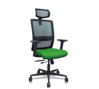 Silla Haches traslack malla negra asiento bali verde brazos 2D ruedas 65mm cabecero regulable