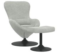 vidaXL Silla Huevo con Puff – Terciopelo Gris Claro – Giratoria, Moderna y Cómoda