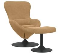 vidaXL Sillón huevo de terciopelo con puff y reposapiés Multicolor Marrón