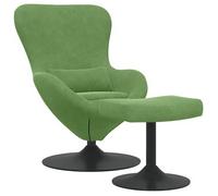 vidaXL Sillón huevo de terciopelo con puff y reposapiés Multicolor Verde claro