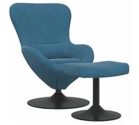 Silla Huevo Con Puff With Footstool Azul Terciopelo Vidaxl