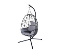 Silla huevo de ratán "cosi" - 99 x 92 x 194 cm - gris