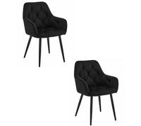 Silla JORK - terciopelo negro / patas negras x 2