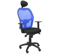 Piqueras y Crespo Silla Jorquera con Malla Azul y Asiento Bali Negro con Cabecero Fijo