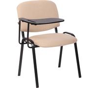 Silla Ken con mesita plegable, tapizada en color crema
