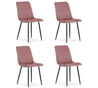 Silla LAVA - terciopelo rosa / patas negras x 4