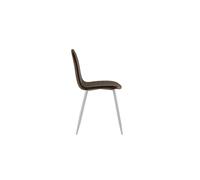 Silla Martina con asiento y respaldo acolchados de ratán sintético marrón y patas de metal pintadas de blanco - Juego de 4 sillas - Stones