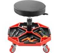 Silla mecánica con ruedas - Asiento de garaje ajustable con capacidad de 136 kg y espacio de almacenamiento - Silla de taller robusta